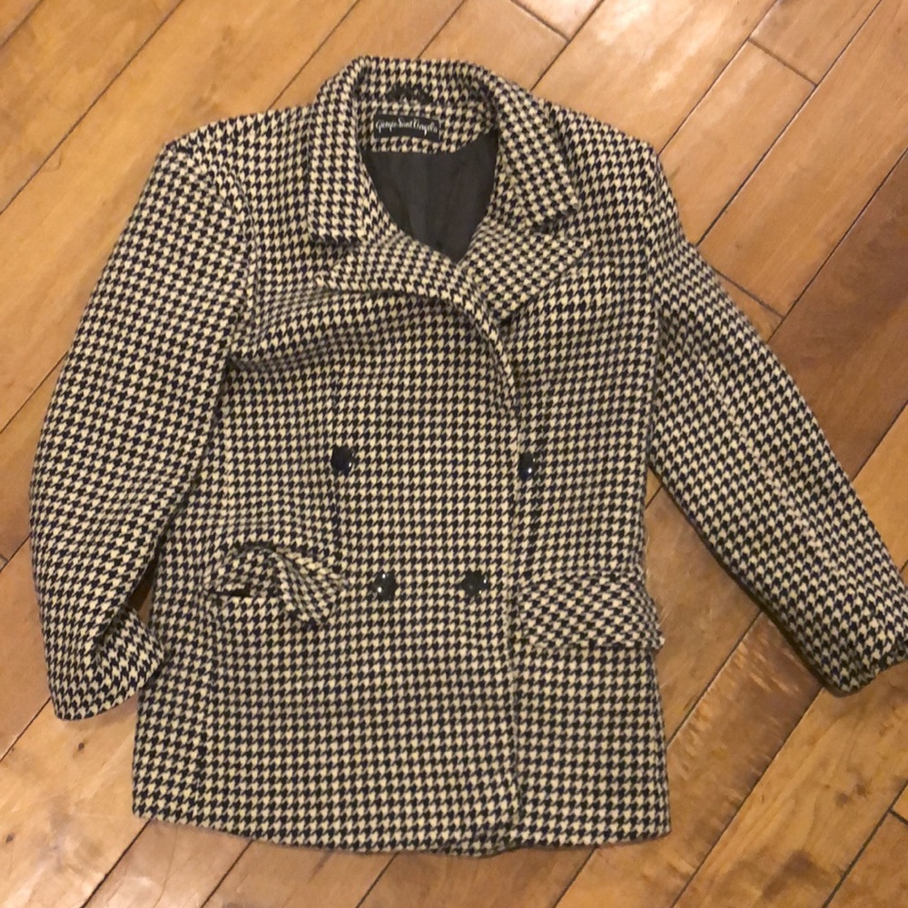 PURE WOOL vintage houndstooth black & white jacket - Picture 12 of 17